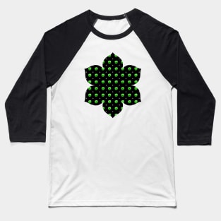Rows of Stars and Flowers, Green Baseball T-Shirt